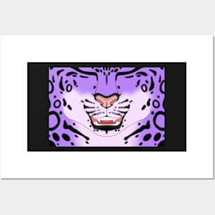 Lilac Snow Leopard Face Posters and Art